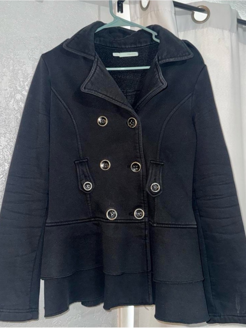 Maurices Black Double-Breasted Peacoat with Decorative Buttons